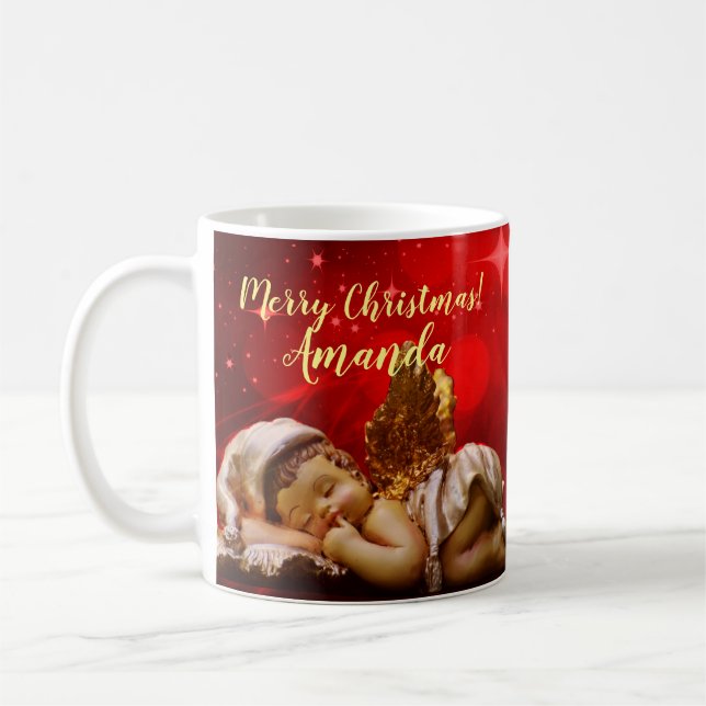 Sleeping Angel Baby Jesus Christmas Coffee Mug (Left)