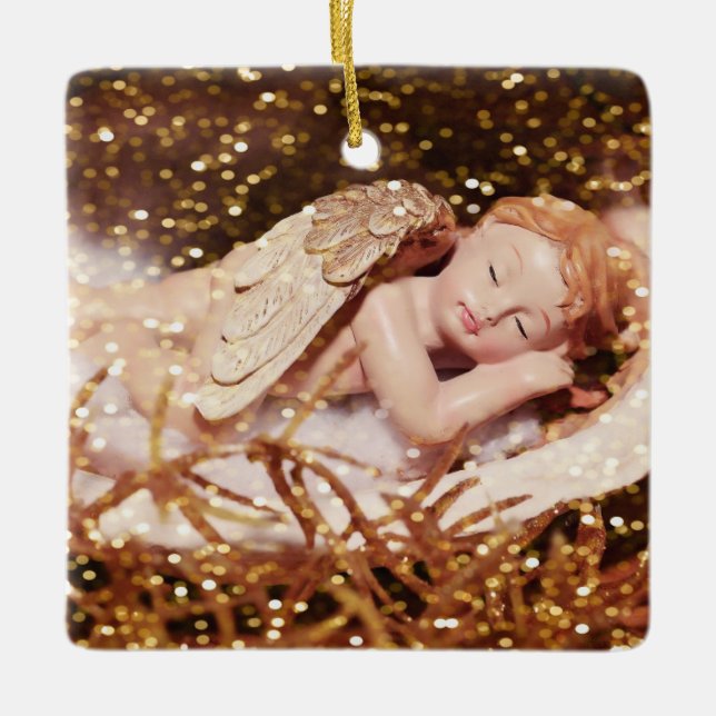 Sleeping Angel Ceramic Ornament (Front)