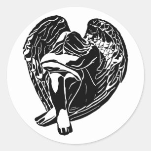 Sleeping Angel Girl Fantasy religious abstract Classic Round Sticker