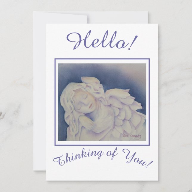 Sleeping Angel Thinking of You Holiday Card (Front)