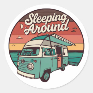 Sleeping Around Camper Classic Round Sticker