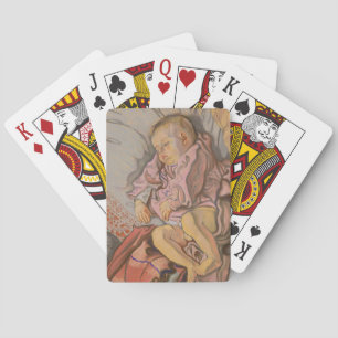 Sleeping Baby Boy Playing Cards