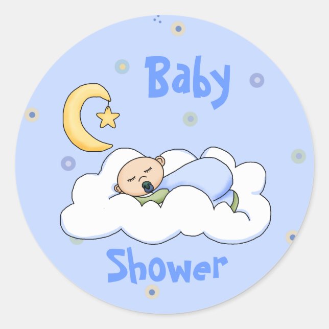 Sleeping Baby Boy Shower Envelope Seal (Front)