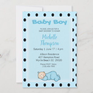 Sleeping Baby Boy Shower  Invitation