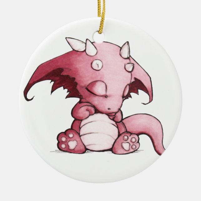 sleeping baby dragon ceramic ornament (Front)