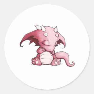 sleeping baby dragon classic round sticker