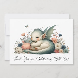 Sleeping Baby Dragon In A Bed Of Flowers Thank You