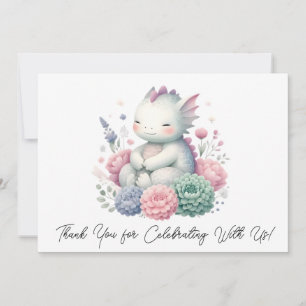 Sleeping Baby Dragon In A Bed Of Flowers Thank You Card