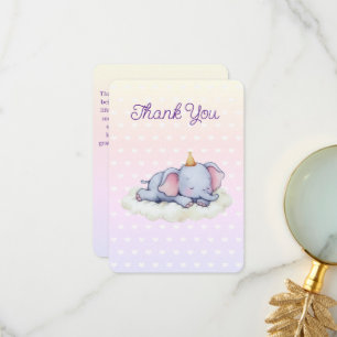 Sleeping Baby Elephant Baby Shower Thank You Card