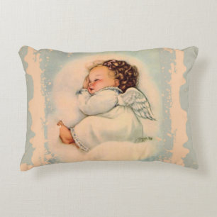 Sleeping Baby Girl Angel vintage Decorative Pillow