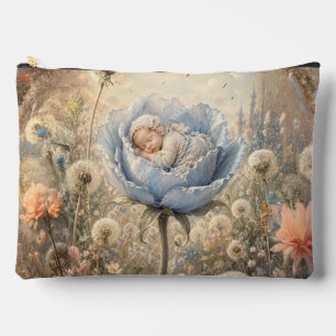 Sleeping baby in blue flower Baby Accessory Pouch