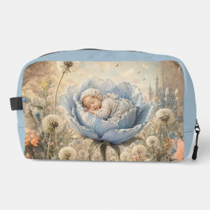 Sleeping baby in blue flower Baby Dopp Kit