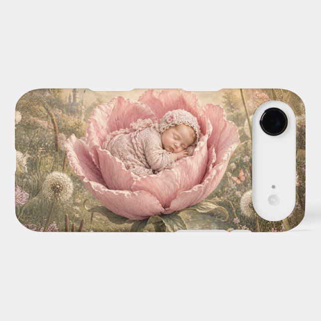 Sleeping baby in pink flower  (Back (Horizontal))
