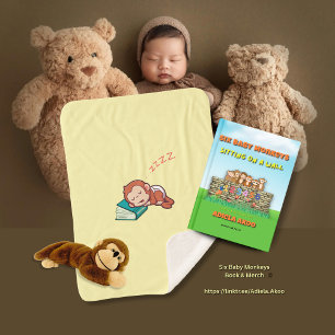 Sleeping Baby Monkey Blanket by Adiela Akoo