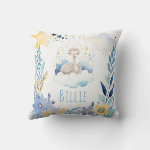 Sleeping Baby Ostrich Boho Name Nursery Pillow