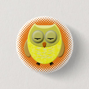 Sleeping Baby Owl Cartoon 1 Inch Round Button