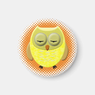Sleeping Baby Owl Cartoon Magnet