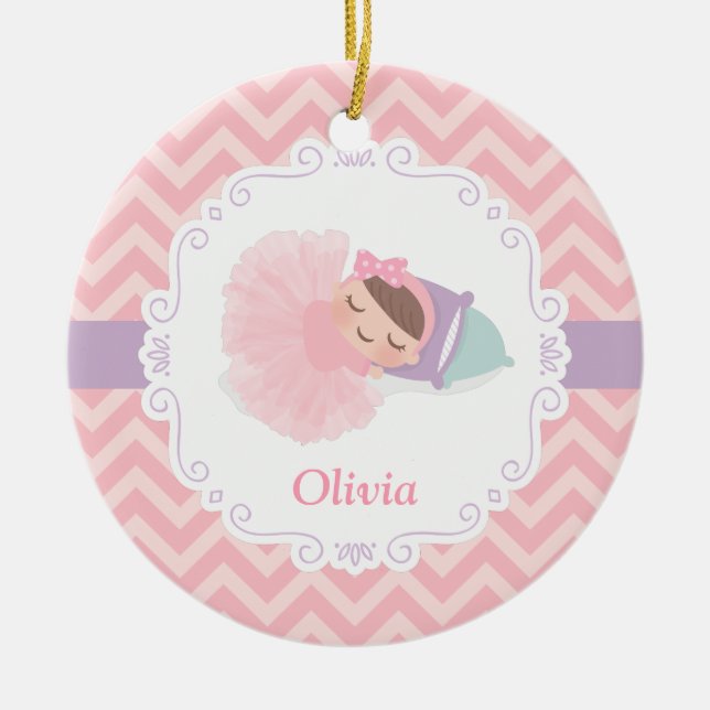 Sleeping Ballerina Baby Girl Personalized Ornament (Front)