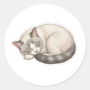 Sleeping BB Cat Cute Cozy Kitten Classic Round Sticker