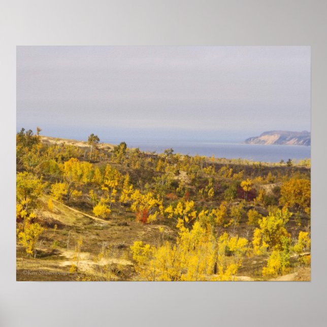 "SLEEPING BEAR DUNES AGLOW WITH GOLDEN VEGETATION" POSTER (Front)