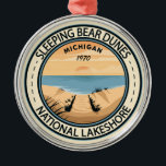 Sleeping Bear Dunes National Lakeshore Michigan Metal Ornament<br><div class="desc">Sleeping Bear Dunes vector artwork design. The park is known for the huge scalable dunes of the Dune Climb. Beaches include Platte River Point,  where the river flows into the lake.</div>
