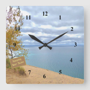 SLEEPING BEAR DUNES OVERLOOKING LAKE MICHIGAN SQUARE WALL CLOCK