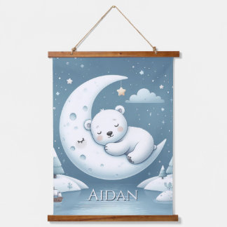 Sleeping Bear Personalized Baby Name Hanging Tapestry