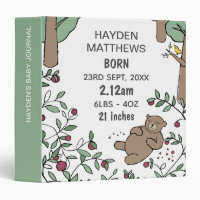 Sleeping Bear Woodland Birth Stats Baby Journal