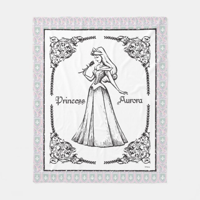 Sleeping Beauty | Aurora - Vintage Rose Fleece Blanket (Front)