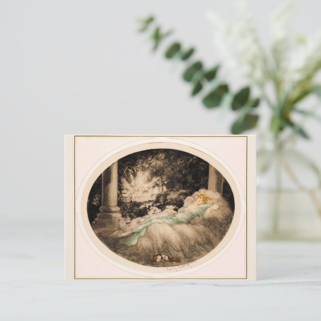 Sleeping Beauty by Louis Icart Holiday Postcard (Standing Front)