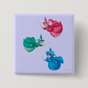 Sleeping Beauty Fairies 2 Inch Square Button