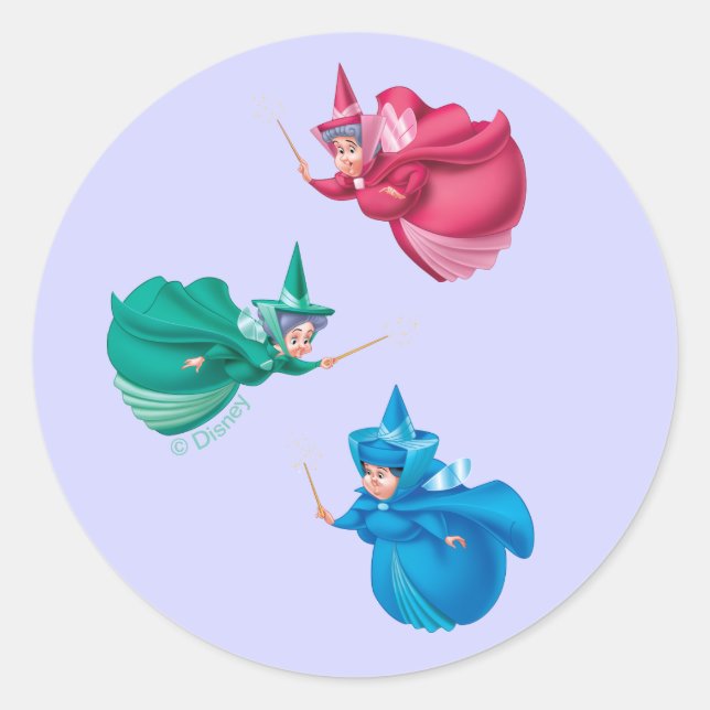Sleeping Beauty Fairies Classic Round Sticker (Front)