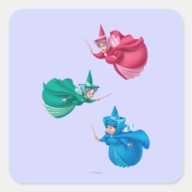 Sleeping Beauty Fairies Square Sticker (Front)