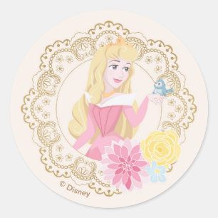 Sleeping Beauty   Floral Gold Confetti Classic Round Sticker