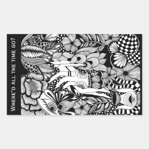 Sleeping Beauty – Monochrome Floral Hand-Drawn Art Sticker