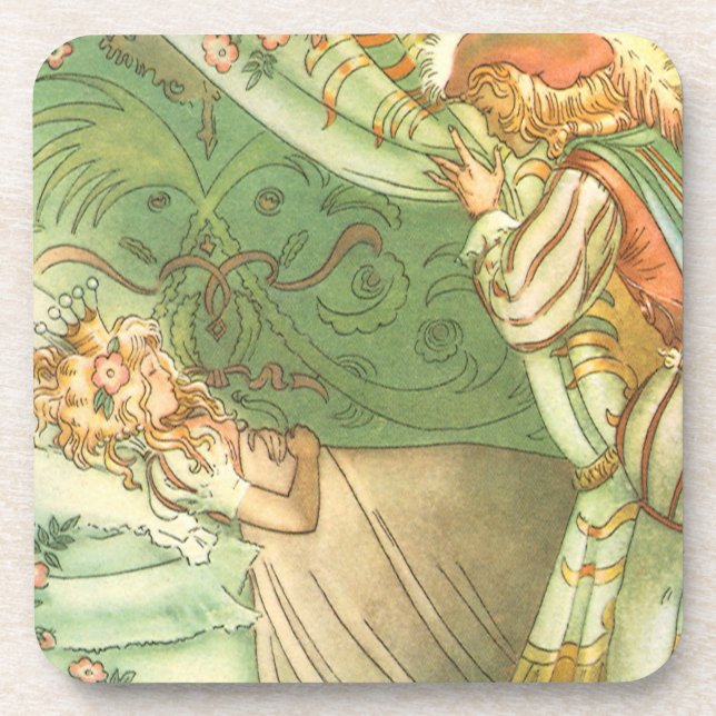 Sleeping Beauty Princess, Vintage Fairy Tale Coaster (Front)