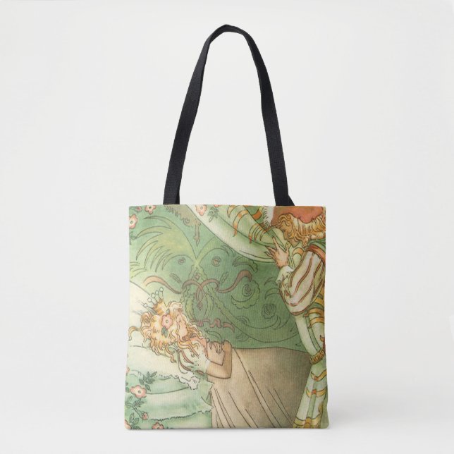 Sleeping Beauty Princess, Vintage Fairy Tale Tote Bag (Front)