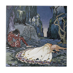 Sleeping Beauty Princess Vintage French Illustrati Tile