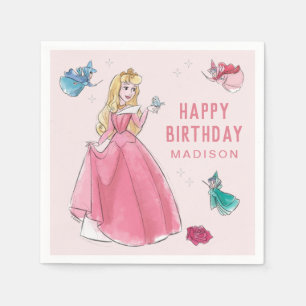 Sleeping Beauty   Watercolor Birthday Napkin