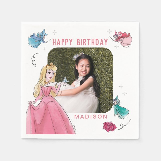 Sleeping Beauty | Watercolor Birthday Napkin (Front)