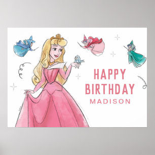 Sleeping Beauty Watercolor Birthday Poster