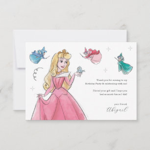 Sleeping Beauty   Watercolor Birthday Thank You Card