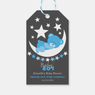 Sleeping Blue Boy Teddy Bear Party Favour Thank Gift Tags