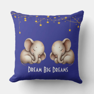 Sleeping Boho Elephants Dream Big Dreams Throw Pillow