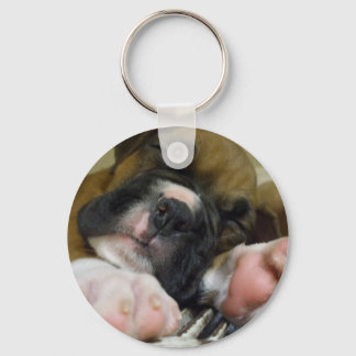Sleeping Boxer puppy keychain