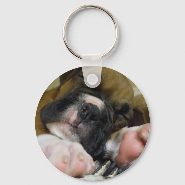 Sleeping Boxer puppy keychain (Front)