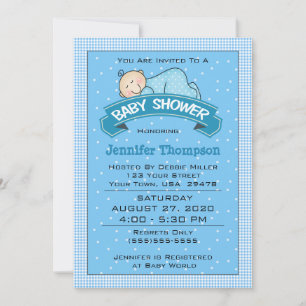 Sleeping Boy Baby Shower Invitation