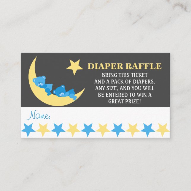 Sleeping Boy Teddy Bears Diaper Raffle Tickets Enclosure Card (Front)