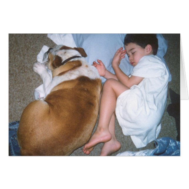 Sleeping boy with Bulldog (Front Horizontal)