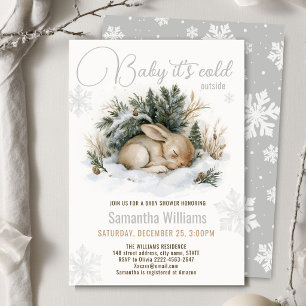 Sleeping Bunny Baby It’s Cold Outside Baby Shower Invitation